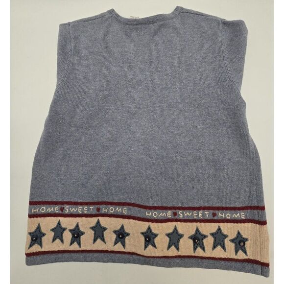 Croft & Barrow Womens M Gray Knit Cardigan With Birdhouse & Star Embroidery - Picture 4 of 7